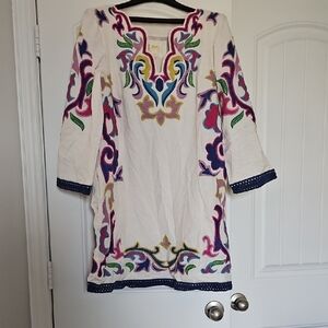 Anthropologie Maeve White and Pink Tunic